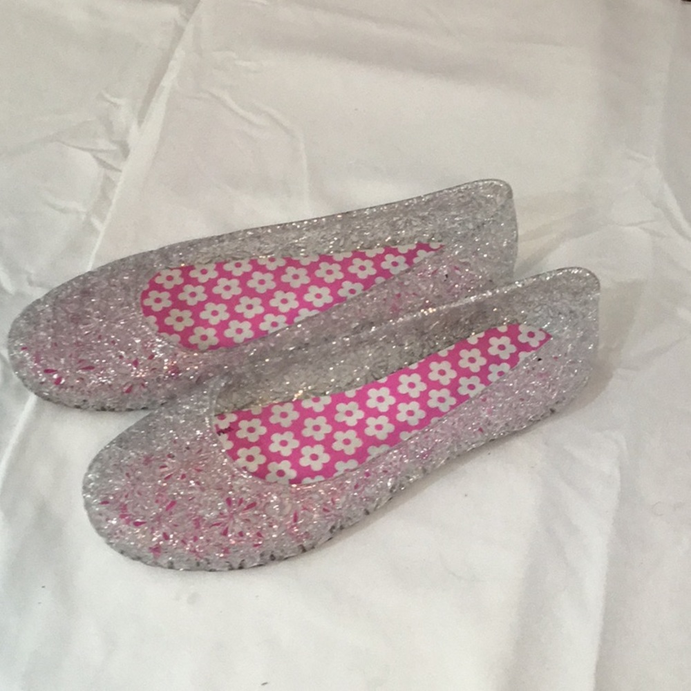 Size 4 Clear Silver glitter Jelly Shoes